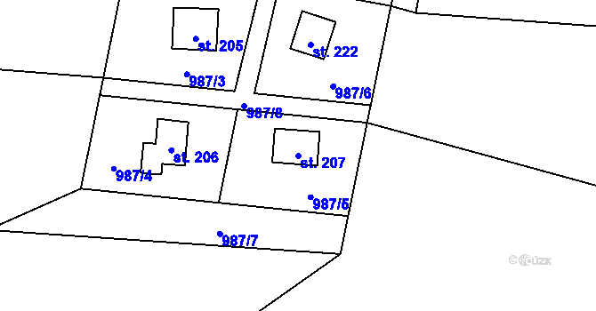 Parcela st. 207 v KÚ Tis u Blatna, Katastrální mapa