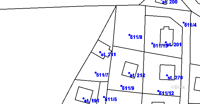 Parcela st. 211 v KÚ Tis u Blatna, Katastrální mapa
