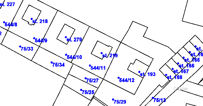 Parcela st. 219 v KÚ Tis u Blatna, Katastrální mapa