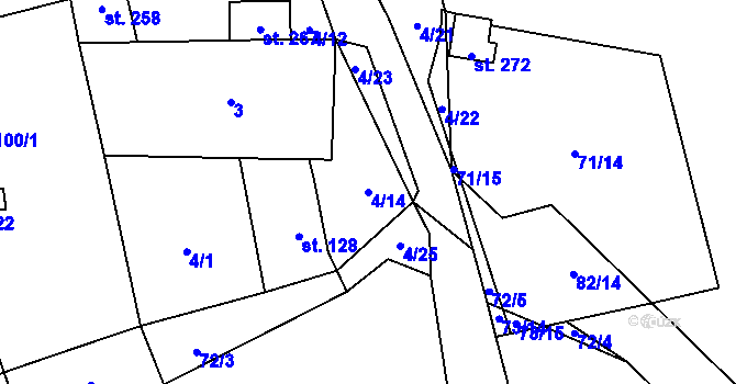 Parcela st. 4/14 v KÚ Tis u Blatna, Katastrální mapa