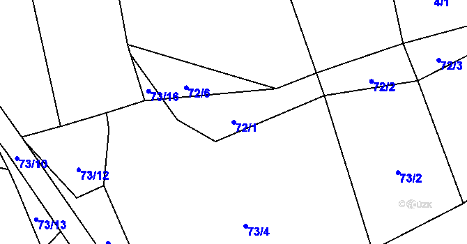 Parcela st. 72/1 v KÚ Tis u Blatna, Katastrální mapa