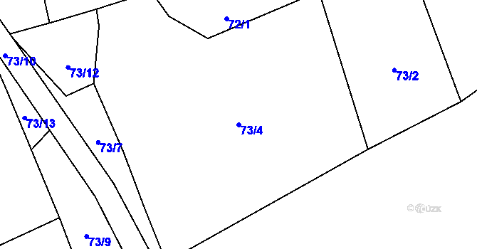 Parcela st. 73/4 v KÚ Tis u Blatna, Katastrální mapa