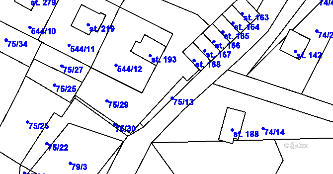 Parcela st. 75/15 v KÚ Tis u Blatna, Katastrální mapa