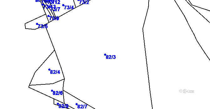 Parcela st. 82/3 v KÚ Tis u Blatna, Katastrální mapa