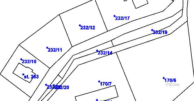 Parcela st. 232/14 v KÚ Tis u Blatna, Katastrální mapa