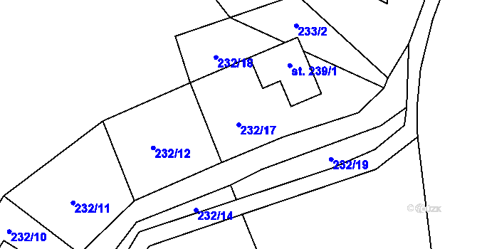 Parcela st. 232/17 v KÚ Tis u Blatna, Katastrální mapa