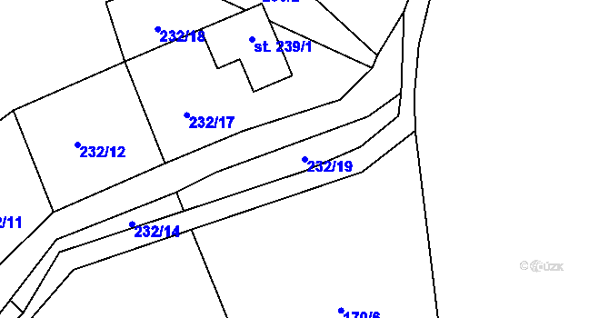 Parcela st. 232/19 v KÚ Tis u Blatna, Katastrální mapa