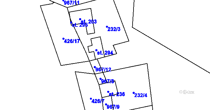 Parcela st. 232/21 v KÚ Tis u Blatna, Katastrální mapa