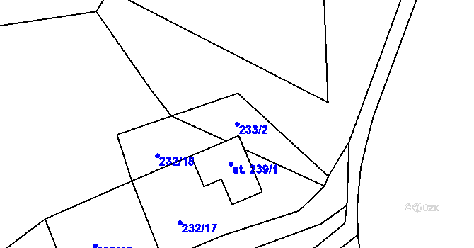 Parcela st. 233/2 v KÚ Tis u Blatna, Katastrální mapa