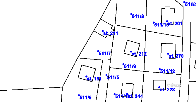 Parcela st. 511/7 v KÚ Tis u Blatna, Katastrální mapa