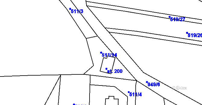 Parcela st. 511/14 v KÚ Tis u Blatna, Katastrální mapa