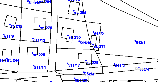 Parcela st. 511/16 v KÚ Tis u Blatna, Katastrální mapa