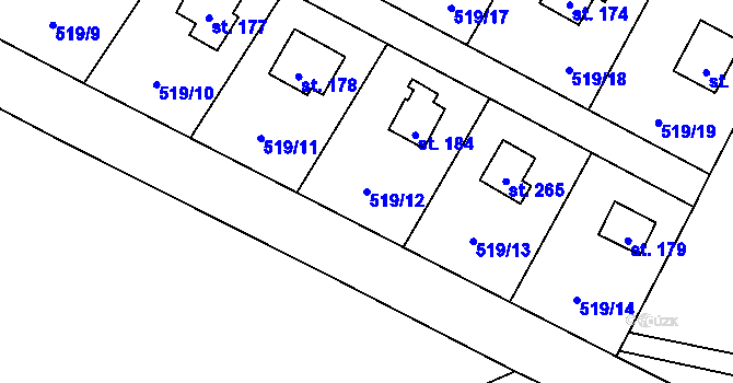 Parcela st. 519/12 v KÚ Tis u Blatna, Katastrální mapa
