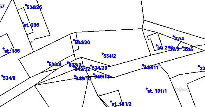 Parcela st. 534/2 v KÚ Tis u Blatna, Katastrální mapa