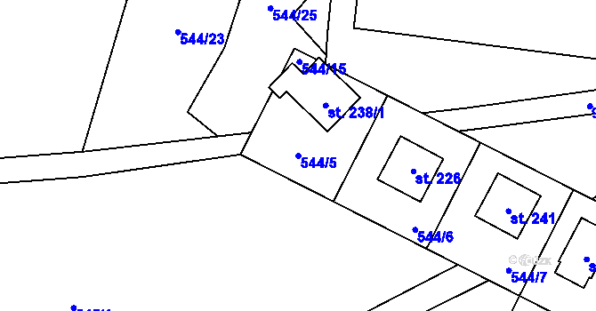 Parcela st. 544/5 v KÚ Tis u Blatna, Katastrální mapa