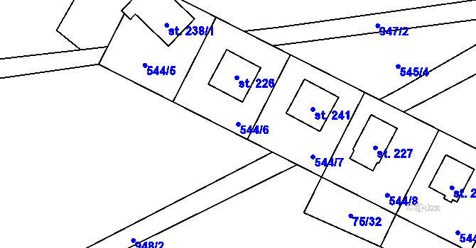 Parcela st. 544/6 v KÚ Tis u Blatna, Katastrální mapa