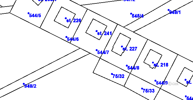 Parcela st. 544/7 v KÚ Tis u Blatna, Katastrální mapa