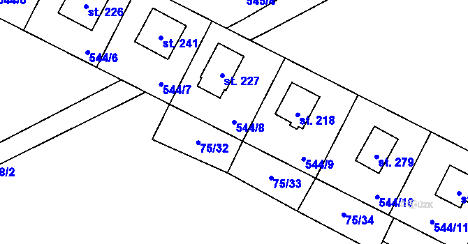 Parcela st. 544/8 v KÚ Tis u Blatna, Katastrální mapa
