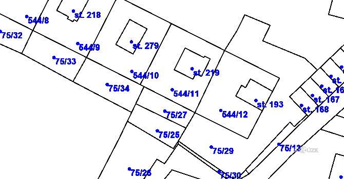Parcela st. 544/11 v KÚ Tis u Blatna, Katastrální mapa