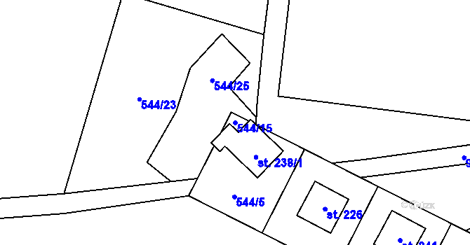 Parcela st. 544/15 v KÚ Tis u Blatna, Katastrální mapa