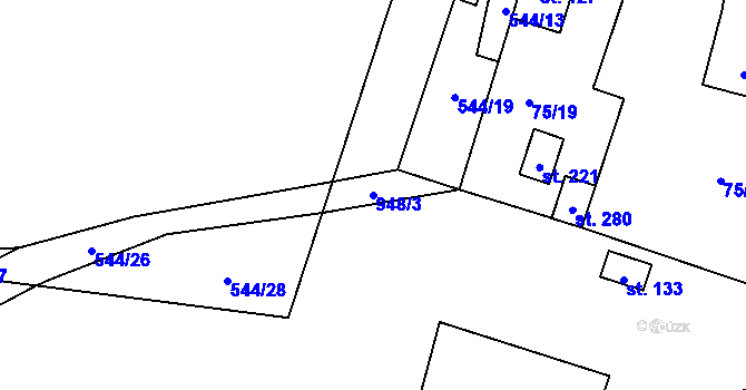 Parcela st. 948/3 v KÚ Tis u Blatna, Katastrální mapa