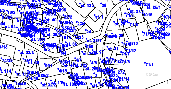 Parcela st. 950 v KÚ Tis u Blatna, Katastrální mapa