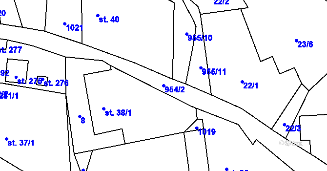 Parcela st. 954/2 v KÚ Tis u Blatna, Katastrální mapa