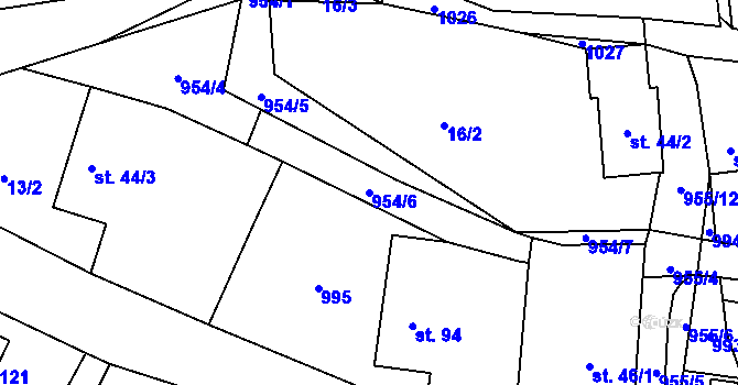 Parcela st. 954/6 v KÚ Tis u Blatna, Katastrální mapa