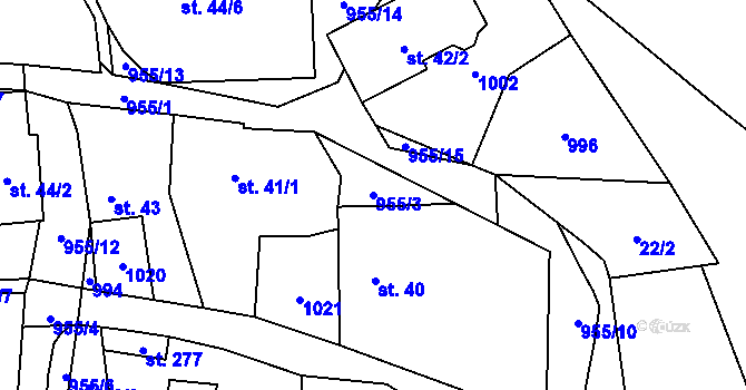 Parcela st. 955/3 v KÚ Tis u Blatna, Katastrální mapa