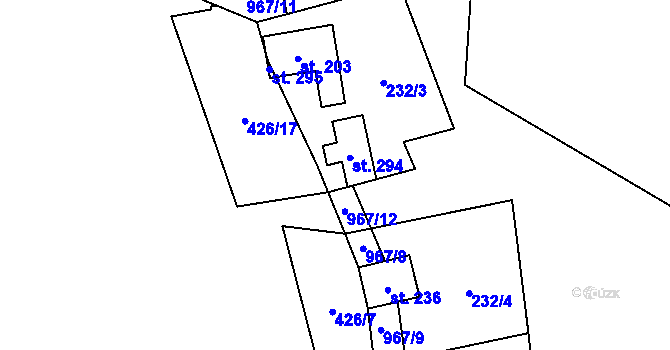 Parcela st. 967/13 v KÚ Tis u Blatna, Katastrální mapa