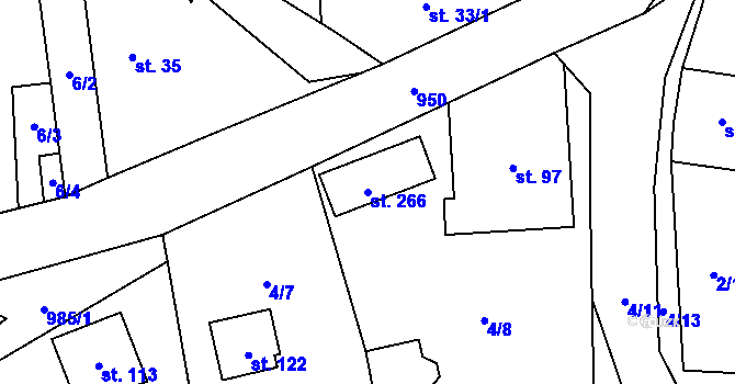 Parcela st. 266 v KÚ Tis u Blatna, Katastrální mapa