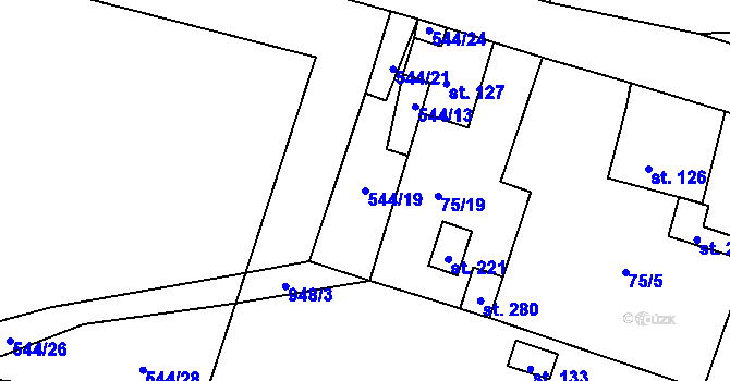 Parcela st. 544/19 v KÚ Tis u Blatna, Katastrální mapa