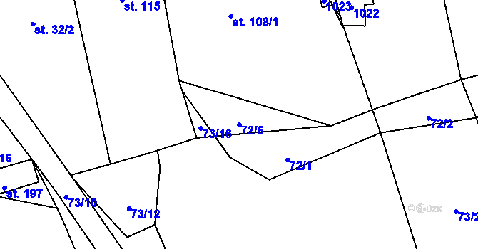 Parcela st. 72/6 v KÚ Tis u Blatna, Katastrální mapa