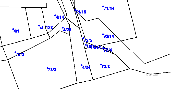 Parcela st. 73/14 v KÚ Tis u Blatna, Katastrální mapa