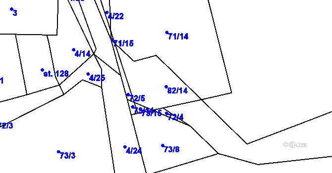 Parcela st. 82/14 v KÚ Tis u Blatna, Katastrální mapa