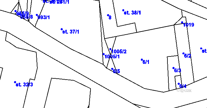 Parcela st. 1005/1 v KÚ Tis u Blatna, Katastrální mapa