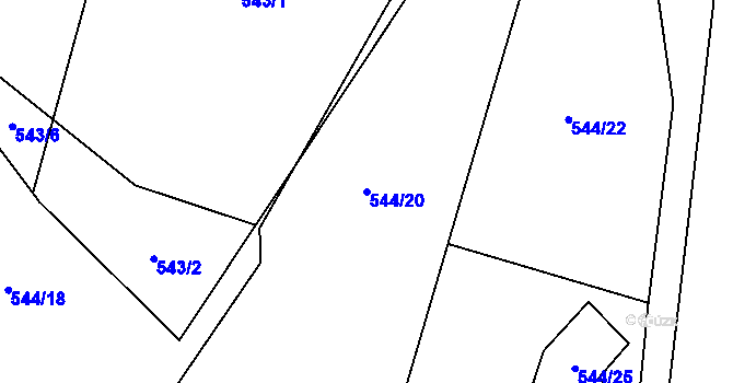 Parcela st. 544/20 v KÚ Tis u Blatna, Katastrální mapa