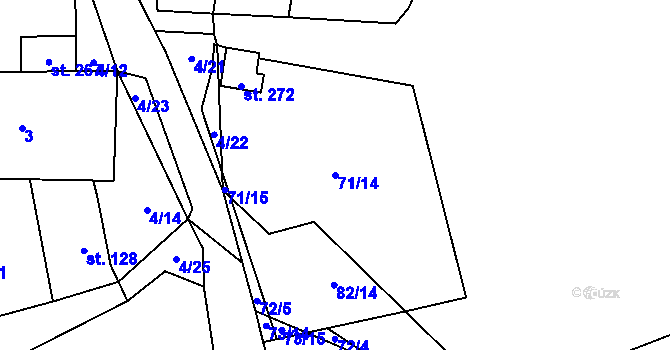 Parcela st. 71/14 v KÚ Tis u Blatna, Katastrální mapa