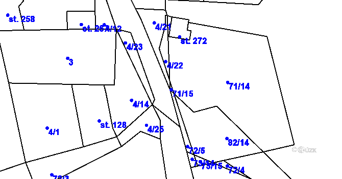 Parcela st. 71/15 v KÚ Tis u Blatna, Katastrální mapa