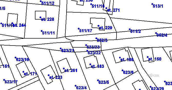 Parcela st. 623/23 v KÚ Tis u Blatna, Katastrální mapa