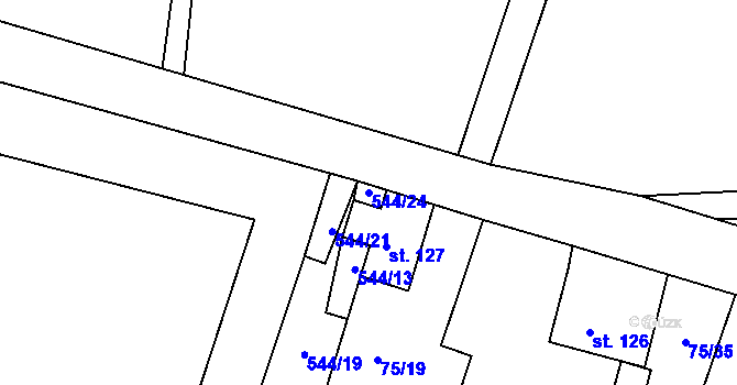 Parcela st. 544/24 v KÚ Tis u Blatna, Katastrální mapa