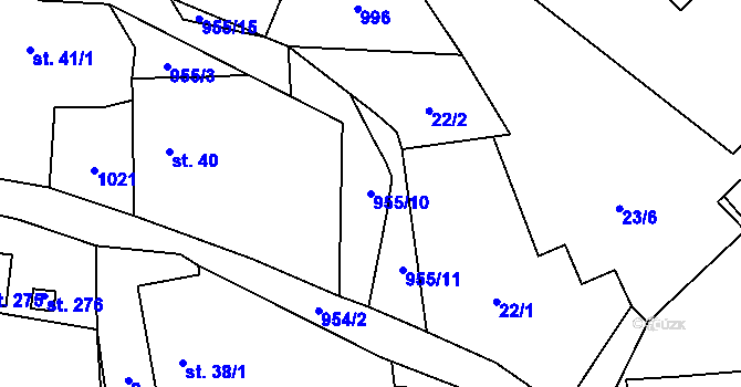Parcela st. 955/10 v KÚ Tis u Blatna, Katastrální mapa