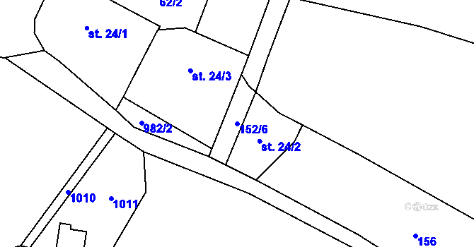 Parcela st. 152/6 v KÚ Tis u Blatna, Katastrální mapa
