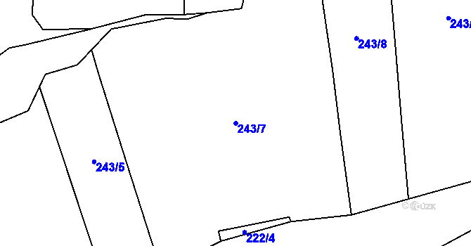 Parcela st. 243/7 v KÚ Tis u Blatna, Katastrální mapa