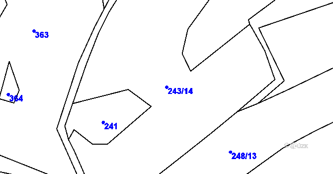 Parcela st. 243/14 v KÚ Tis u Blatna, Katastrální mapa