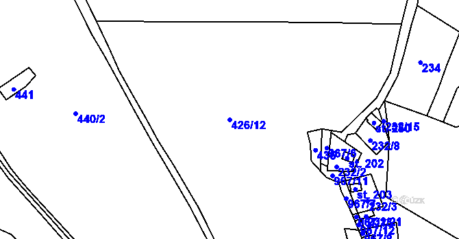Parcela st. 426/12 v KÚ Tis u Blatna, Katastrální mapa