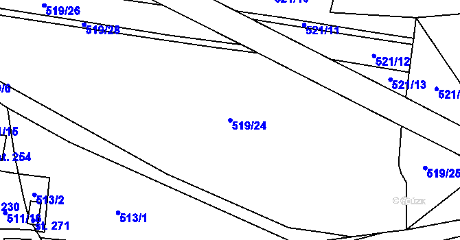 Parcela st. 519/24 v KÚ Tis u Blatna, Katastrální mapa