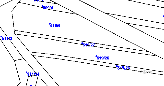 Parcela st. 519/27 v KÚ Tis u Blatna, Katastrální mapa