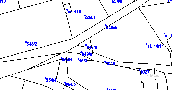 Parcela st. 949/8 v KÚ Tis u Blatna, Katastrální mapa
