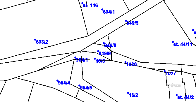 Parcela st. 949/9 v KÚ Tis u Blatna, Katastrální mapa